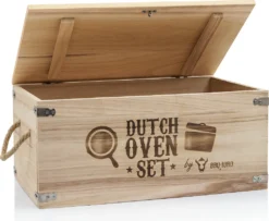 BBQ-Toro 10-teiliges Dutch Oven Set In Holzkiste Mit Waffeleisen, Stieltopf, Grillpfanne Und Mehr -Küchenzauber Günstiges Geschäft 5219a734746cc63ebfa90791c66bf690