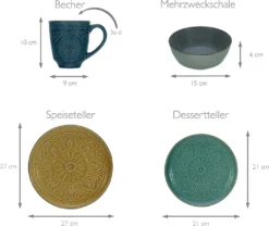 CreaTable 22561 Kombiservice Samarkand Für 4 Personen, Steinzeug, Mehrfarbig (1 Set, 16-teilig) -Küchenzauber Günstiges Geschäft 54caf5baf280c0a1293d881aae3b4cc8