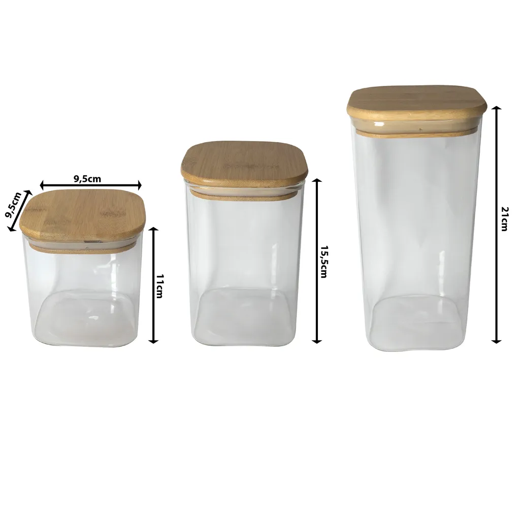Loxis Vorratsgläser Set (3-teilig) – Eckige, Stabile Vorratsgläser Mit Bambusdeckel – 1x 1500ml / 1x 1100ml / 1x 750ml Große Vorratsdosen - Vielseitig Einsetzbare Und Aromadichte Vorratsbehälter 2 Loxis Vorratsgläser Set (3-teilig) – Eckige, Stabile Vorratsgläser Mit Bambusdeckel – 1x 1500ml / 1x 1100ml / 1x 750ml Große Vorratsdosen - Vielseitig Einsetzbare Und Aromadichte Vorratsbehälter – Bild 2