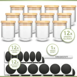 PORADA 12 Stapelbare Gewürzgläser Set 150ml Glasbehälter Mit Deckel Aufbewahrung Küche Gewürzdosen Vorratsdosen Glas Mit Deckel Aufbewahrungsgläser Küchenorganisation Aufbewahrung… -Küchenzauber Günstiges Geschäft 579a6c32486d18a6ee9d02bf54f1ae6f