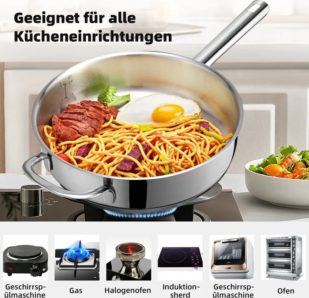 Topf-Set Topfset Induktion 10-teilig Edelstahl Kochtopf Set Mit Glasdeckel Edelstahl 18/10, Unbeschichtet Für Gas, Elektro, Halogen, Induktionsherde 1 Topf-Set Topfset Induktion 10-teilig Edelstahl Kochtopf Set Mit Glasdeckel Edelstahl 18/10, Unbeschichtet Für Gas, Elektro, Halogen, Induktionsherde