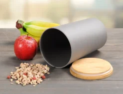 KESPER Vorratsdose, Kunststoff Mit Bambusdeckel, Grau, Ø 11,5 Cm, Höhe: 18,7 Cm, 32601 -Küchenzauber Günstiges Geschäft 6a35ba3d539afa206f26b2691fbc300a