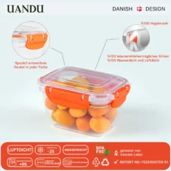 Uandu Lock & Fresh 5er Vorratsdosen Set, Frischhaltedosen Mit Deckel Für Lebensmittel, Mikrowellen-, Und Gefriergeeignet, Vorratsdosen Mit Deckel, Meal Prep Boxen, Aufbewahrungsbox Küche - Rot -Küchenzauber Günstiges Geschäft 6d6b05738bc89576be6891a6b953db09