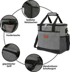 Lospitch 25L Kühltasche Faltbar Kühlkorb Kühlbox Isoliertasche Thermotasche Picknicktasche Für Lebensmitteltransport, Grau 9 Lospitch 25L Kühltasche Faltbar Kühlkorb Kühlbox Isoliertasche Thermotasche Picknicktasche Für Lebensmitteltransport, Grau -Küchenzauber Günstiges Geschäft 752830694297517ab9a7f72dfd7155fc