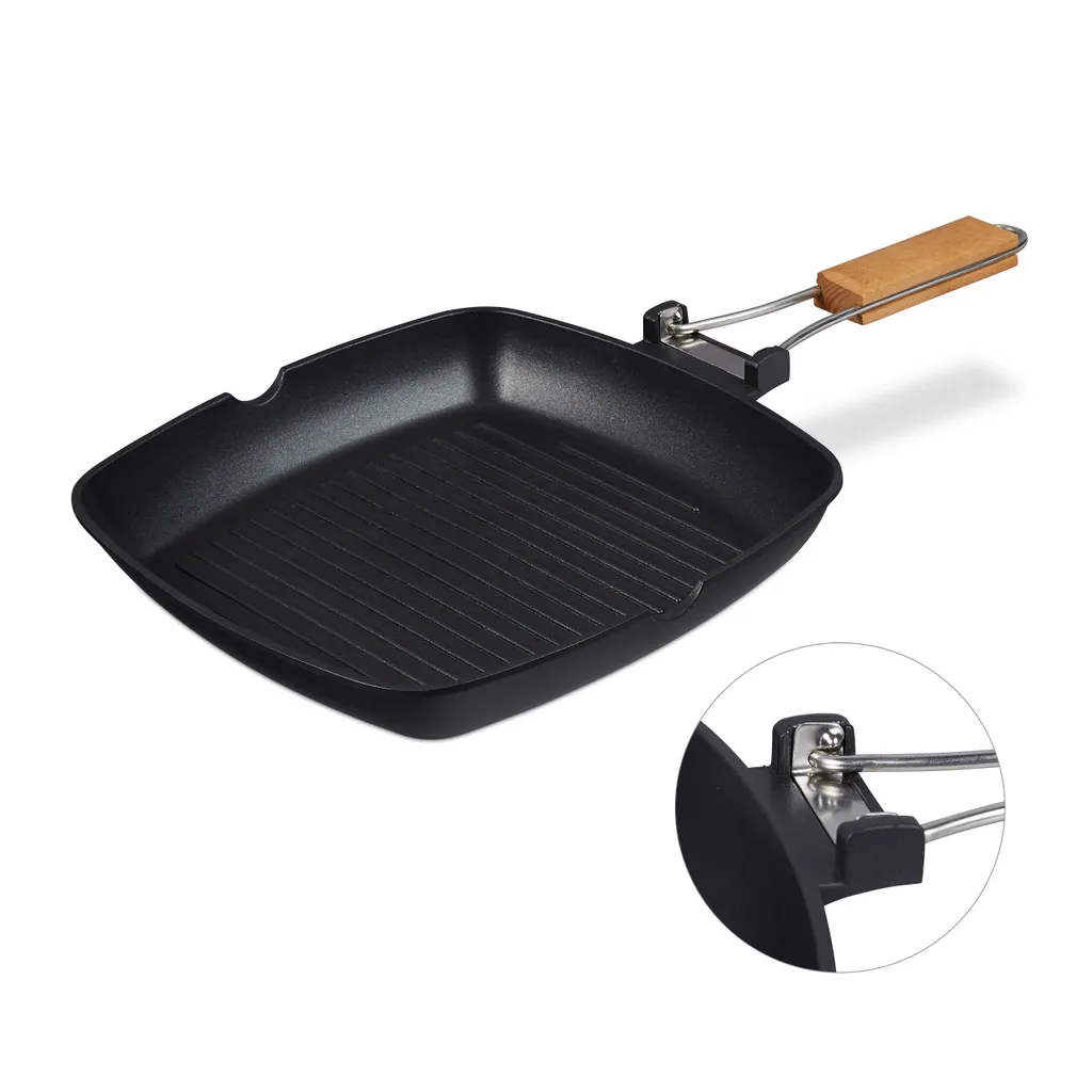 Relaxdays Grillpfanne Mit Holzgriff 1 Relaxdays Grillpfanne Mit Holzgriff