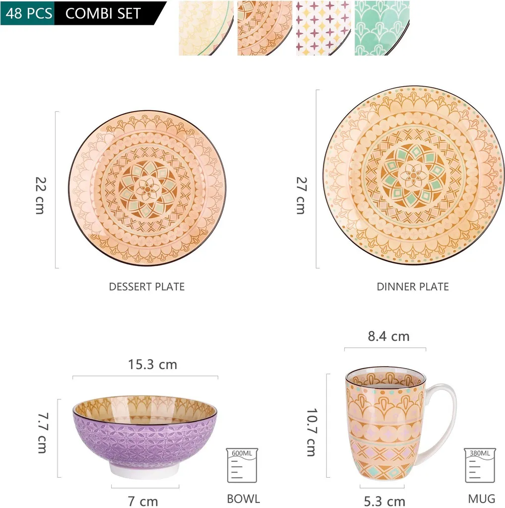 Vancasso Tafelservice Porzellan, Tulip Elegantes Geschirrset, 48 Teilig Kombiservice Mit Speiseteller, Dessertteller, Müslischalen Und Kaffeebecher Für 12 Personen 2 Vancasso Tafelservice Porzellan, Tulip Elegantes Geschirrset, 48 Teilig Kombiservice Mit Speiseteller, Dessertteller, Müslischalen Und Kaffeebecher Für 12 Personen – Bild 2