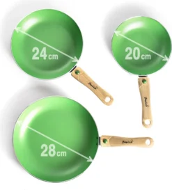 3tlg. Pfannen Set Grün Bratpfannen Ø20/24/28cm Antihaft Griffe Abnehmbar Elektro -Küchenzauber Günstiges Geschäft 7e7c0012733827c40debc4a335071848