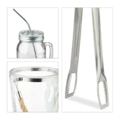 Relaxdays 4 Trinkgläser Mit Deckel Und Zubehör -Küchenzauber Günstiges Geschäft 835000e3097ebb17f7c758fe31934346