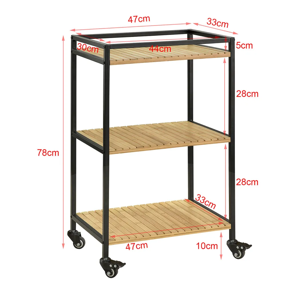 SoBuy Küchenwagen Servierwagen Rollwagen, Aus Metall Und Bambus FKW65-N 8 SoBuy Küchenwagen Servierwagen Rollwagen, Aus Metall Und Bambus FKW65-N – Bild 8