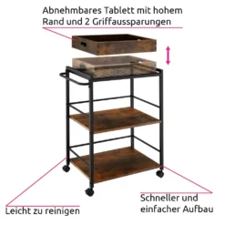 Tectake Servierwagen Worcester 65x41,5x87cm - Industrial Dunkelbraun -Küchenzauber Günstiges Geschäft 859dbcb1ce1f75601a7847cc35ad8b54