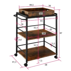 Tectake Servierwagen Worcester 65x41,5x87cm - Industrial Dunkelbraun -Küchenzauber Günstiges Geschäft 88464cf128b8f4da9bb8a0a5a7eafcd7