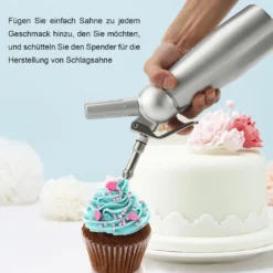 EINFEBEN Sahnespender Sahneschneider Sahnesyphon Sahnebereiter Alu Profi 0.5L Poekelnadel Duese -Küchenzauber Günstiges Geschäft 8943b2941e4fefb15a76b96edea8ac7d