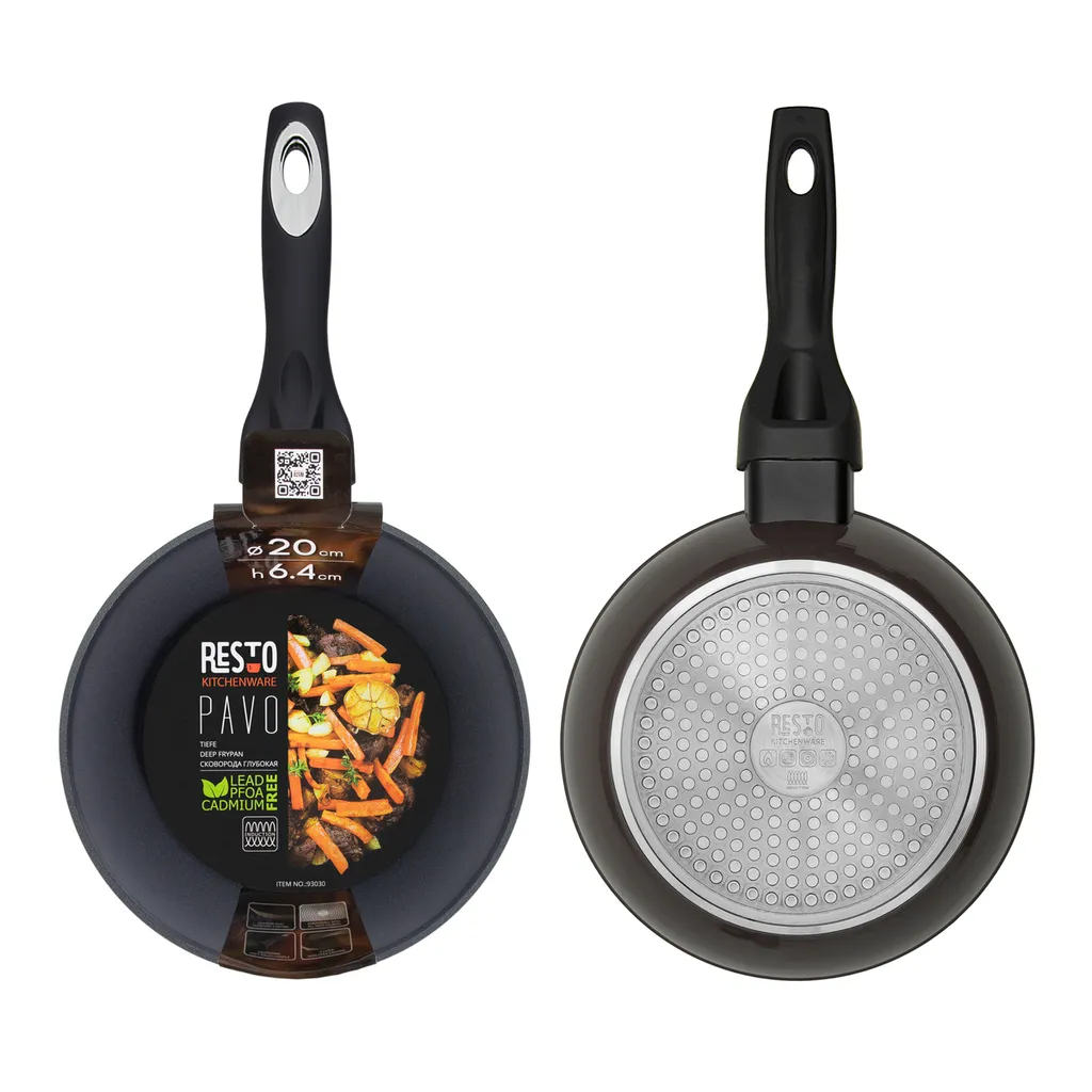 RESTO PAVO 93030 Tiefe Bratpfanne Wokpfanne Aus Hochwertigem Geschmiedetem Aluminium Mit Antihaftbeschichtung Für Alle Herdplatten Auch Induktion | (Ø20 H=6,4 Cm/ Ø Boden 13,3cm) 9 RESTO PAVO 93030 Tiefe Bratpfanne Wokpfanne Aus Hochwertigem Geschmiedetem Aluminium Mit Antihaftbeschichtung Für Alle Herdplatten Auch Induktion | (Ø20 H=6,4 Cm/ Ø Boden 13,3cm) – Bild 9
