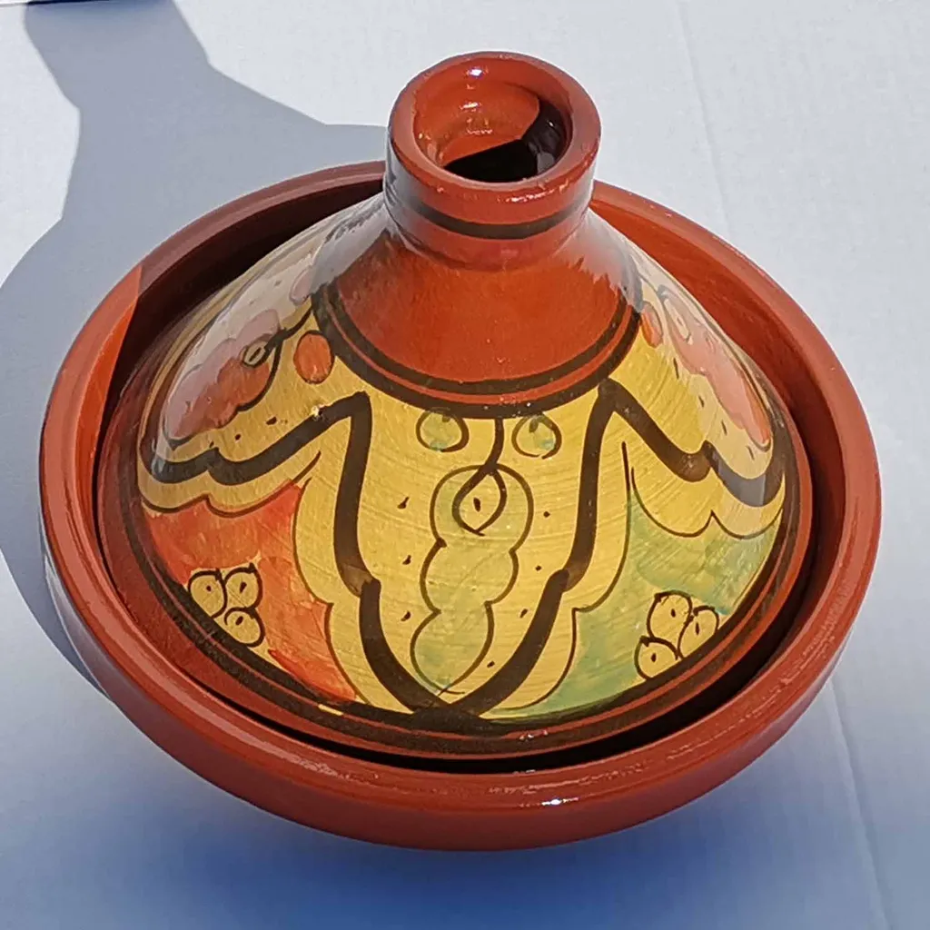 Marokkanische Tajine Doukala 34 Cm Glasiert | Kochen Für 4-6 Personen | Handbemalte Tagine Aus Marokko 2 Marokkanische Tajine Doukala 34 Cm Glasiert | Kochen Für 4-6 Personen | Handbemalte Tagine Aus Marokko – Bild 2