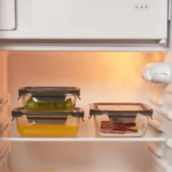 PIE LOCK Vorratsdosen 6 Teilig Eckig - Vorratsdosen Set Mikrowellengeeignete Essensbox Vorratsbehälter - Grau Glasdose Lunchbox Vorratsgläser Set -Küchenzauber Günstiges Geschäft 8d068767466fb69ef6f25ff087aabb26