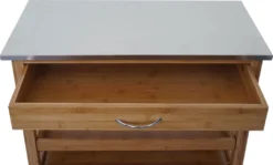 Servierwagen HWC-D15, Küchenwagen Barwagen Rollwagen Küchenhelfer Beistellwagen, Bambus Mit Edelstahlplatte 89x70x37cm -Küchenzauber Günstiges Geschäft 912380cfc6261146174bc2f3e2a65f6c