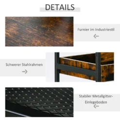 HOMCOM Küchenwagen Küchenrollwagen Servierwagen 3-stöckige Küchenregal Industrie-Design Mit Verstellbaren Füßen Rustikales Braun 80 X 40 X 90 Cm -Küchenzauber Günstiges Geschäft 91cb9f9efa619585d7d9dc8efffd6e88