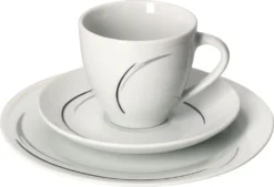 Van Well 18tlg. Kaffee-Service Home Für 6 Personen I 6x Tasse 180ml, 6x Untertasse + 6x Kuchenteller I Porzellan-Geschirr Mit Streifen In Grau, Schwarz & Creme I Kaffeepott, Dessert-Teller -Küchenzauber Günstiges Geschäft 93e3a3679f240aa7658a3c0cc373ddf4