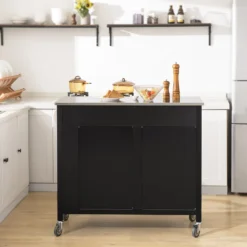 SoBuy FKW108-SCH Design Küchenwagen Mit Edelstahlplatte Kücheninsel Küchenschrank Rollwagen Sideboard Servierwagen Schwarz BHT Ca.: 107x94x46cm -Küchenzauber Günstiges Geschäft 93fcbc8d248ae82c40fecca84d87d6f9