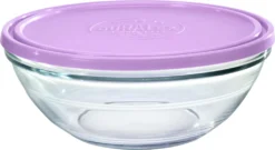 Duralex Freshbox Rond Frischhaltebox Mit Deckel, 2.4 Liter, Glas, Violett, 1 Stück