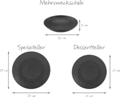 CreaTable 23205 Tafelservice Elements Collection Lava Stone Für 4 Personen, Steinzeug, Schwarz/grau (1 Set, 12-teilig) -Küchenzauber Günstiges Geschäft 9cd03d2386782eef0c507d070dae9c0c