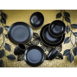 CreaTable 22699 Kombiservice Industrial Gold BLACK Für 4 Personen, Steinzeug, Schwarz (1 Set, 16-teilig) -Küchenzauber Günstiges Geschäft 9ebeeff3b3e82501f721d48e4596b7d9