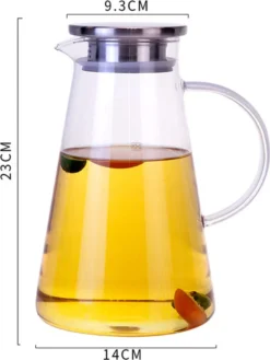 Glaskrug 2 Liter Karaffe Trinkflasche Aus Borosilikatglas Mit Deckel