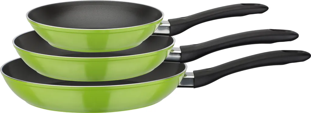 GSW Pfannen-Set Nova 3-tlg. Grün, Aluminium, Kunststoff, Bratpfanne ø Ca. 20 X H 4,2cm / ø Ca. 24 X H 4,4cm / ø Ca. 28 X H 4,8cm 1 GSW Pfannen-Set Nova 3-tlg. Grün, Aluminium, Kunststoff, Bratpfanne ø Ca. 20 X H 4,2cm / ø Ca. 24 X H 4,4cm / ø Ca. 28 X H 4,8cm