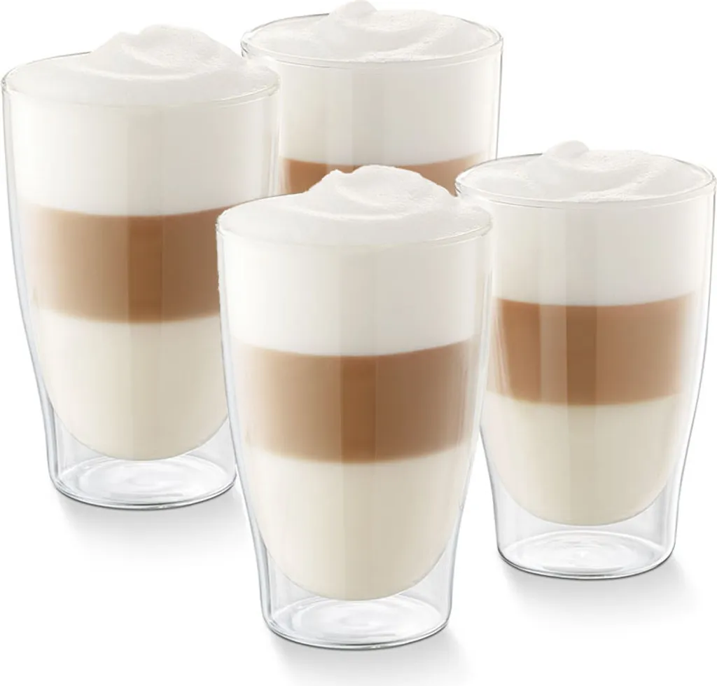 Tchibo 4er Latte Macchiato Gläser, Doppelwandig, Modernes Design, Heiß Und Kalt 2 Tchibo 4er Latte Macchiato Gläser, Doppelwandig, Modernes Design, Heiß Und Kalt – Bild 2