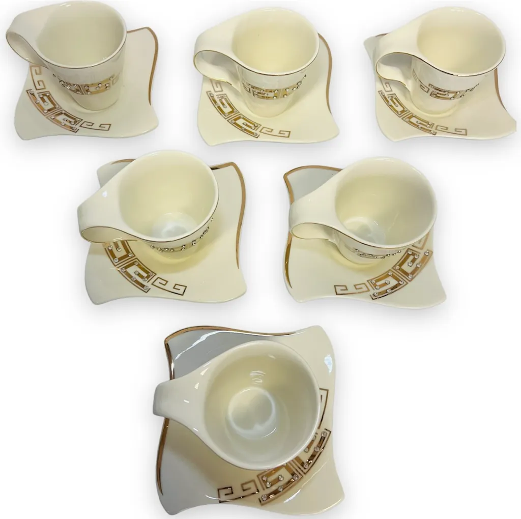 12-teiliges Medusa Mäander Kaffeeservice Mit Goldschliff Kaffeetassen Für 6 Personen 6 Tassen + 6 Untertassen Weiß-Gold Genießen Servieren Kaffee 4 12-teiliges Medusa Mäander Kaffeeservice Mit Goldschliff Kaffeetassen Für 6 Personen 6 Tassen + 6 Untertassen Weiß-Gold Genießen Servieren Kaffee – Bild 4