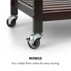 Klarstein Vermont - Küchenwagen, Servierwagen, Küchenrollwagen, 4 Etagen, DREI Ablagen, Herausnehmbare Schublade, Flaschenablage, Edelstahl-Arbeitsplatte, Echtholz, Rollen, Dunkelbraun -Küchenzauber Günstiges Geschäft a79d2ee5da042a9fa14f1638a4489d2d