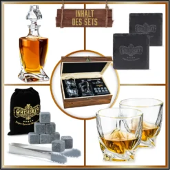 Whisiskey - Whisky Karaffe – Twisted Dekanter Set - Whiskey Karaffe Set - 1000ML - Geschenke Für Männer - Inkl. 8 Whisky Steine, Zange & 2 Whisky Gläser -Küchenzauber Günstiges Geschäft a7a0d9fe2603d71030ab148f8e5eb6d0