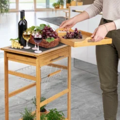 ONVAYA Küchenwagen Kyoto Auf Rollen, Küchenrollwagen Aus Bambus Mit Arbeitsplatte Schwarz Aus Stein, Praktischer Beistellwagen Für Die Küche Inkl. Schubladen -Küchenzauber Günstiges Geschäft ab686584dd92bfe0b0032a8441362312