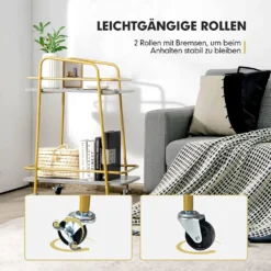 COSTWAY Küchenwagen Mit Universalrädern, Barwagen Rollwagen 2 Ablagen, Mobiler Servierwagen, Haushaltswagen Mit Stahlrahmen, Mehrzweckwagen Für Haus, Restaurant, Allzweckwagen Badwagen, Grau+Golden -Küchenzauber Günstiges Geschäft ac2c8ee98c7c5251a805ca026845dd52