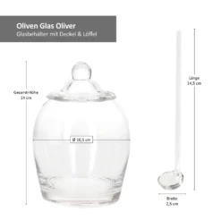 2x Oliven Glas Oliver + Deckel & Löffel Topf Pott Oliven-Dose Aufbewahrungsglas -Küchenzauber Günstiges Geschäft aca9603634262bbd595ed638dbb962b5