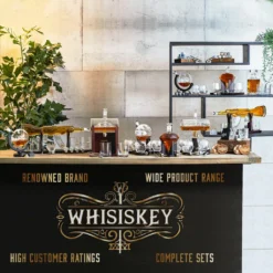 Whisiskey - Whisky Karaffe - Geschenke Für Männer - Komplette Whiskey Set - Globus - 900ML – Inkl. 4 Whisky Steine, 4 Whisky Gläser & Ausgießer - Whisky Dekanter – Whiskygläser - Natursteine -Küchenzauber Günstiges Geschäft afe4cc63e6973bf925dfc4d5dd66b9d6