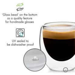 Klarstein Glaswerk Vienna Doppelwandige Gläser , Thermoglas , Trinkglas , Espresso-, Kaffee- Und Shotglas , 4 Stück , Für Heiße Und Kalte Getränke , 80 Ml , Borosilikatglas , Hitze- Und Kältebeständig , Handgemacht , Spülmaschinenfest , Thermoeffekt -Küchenzauber Günstiges Geschäft b0849fba7ede03d6ae0692cc4682809e
