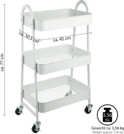 ONVAYA® Servierwagen Silvio | Beistellwagen | Weiß | 30,5 X 45 X 77 Cm | 3 Fächer | Multifunktionswagen | Transportwagen | Allzweckwagen | Küchentrolley | Nischenregal -Küchenzauber Günstiges Geschäft b10eec33b3a4899a728a0b3ed3577354