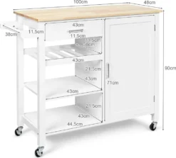 COSTWAY Küchenwagen Auf Rollen, Kücheninsel Mit Schublade, Weinregal, Offene Regale & Handtuchhalter, Platzsparender Servierwagen, Für Küche, Esszimmer, Bar, Weiß -Küchenzauber Günstiges Geschäft b3b734fc4f13120898a051c52c8cf395