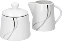 Van Well Kombiservice Silver Night 62-tlg 6 Personen, Tafel + Kaffee + Zubehör, Linien-Dekor -Küchenzauber Günstiges Geschäft bab90bed9bb372e13ab0e12a2c6855e2