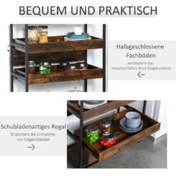 HOMCOM Küchenwagen Küchenrollwagen Servierwagen 3-stöckige Küchenregal Industrie-Design Mit Verstellbaren Füßen Rustikales Braun 80 X 40 X 90 Cm -Küchenzauber Günstiges Geschäft bd851e4cd1f15f93339863aa55d49735