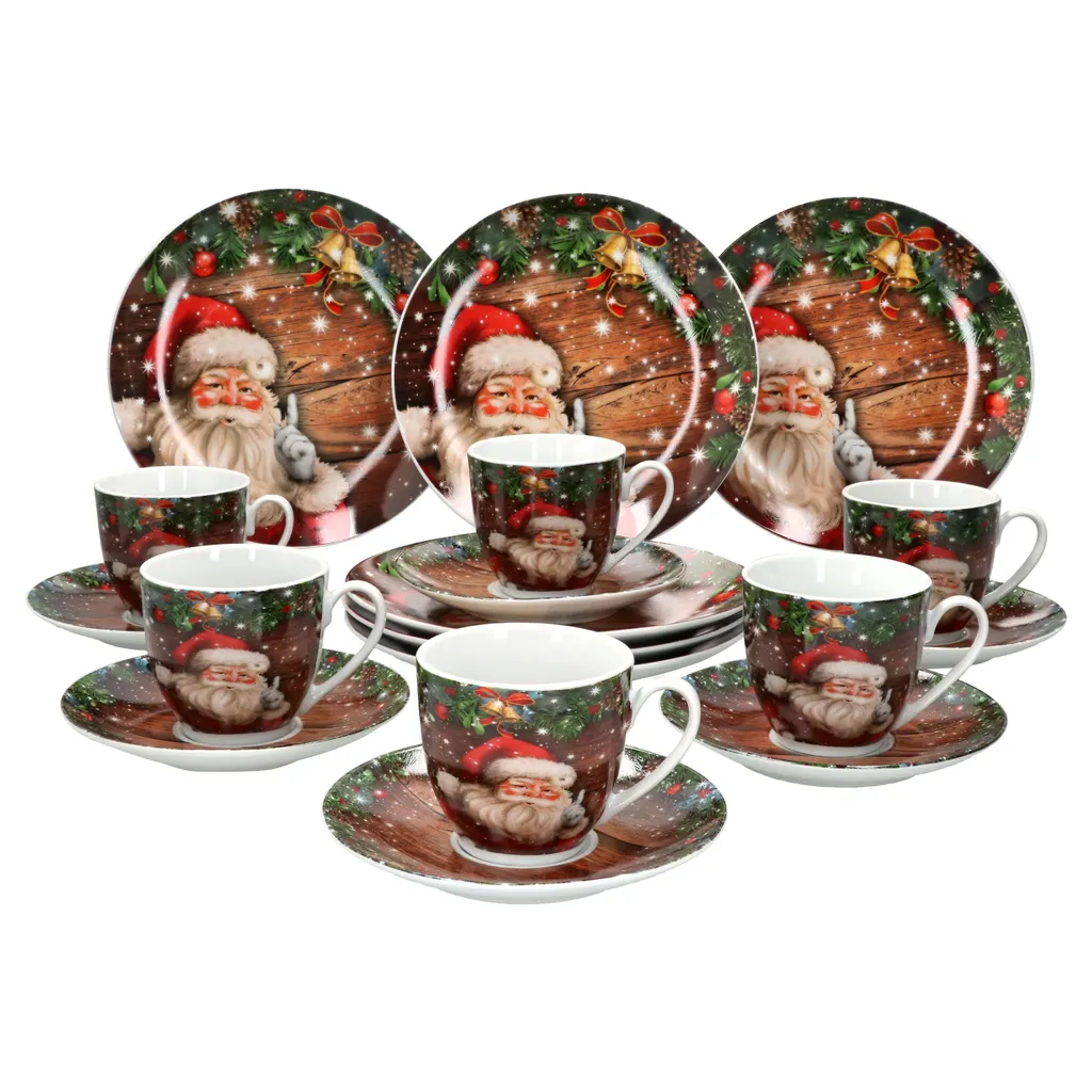 18tlg Kaffeeservice Santa 6 Personen Weihnachtsdekor Advent Weihnachtsmann Porzellan 1 18tlg Kaffeeservice Santa 6 Personen Weihnachtsdekor Advent Weihnachtsmann Porzellan
