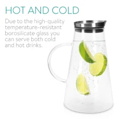 Navaris Glaskaraffe Aus Borosilikatglas 1,6L Glaskrug - Wasser Karaffe Mit Deckel - Glasbehälter Wasserkaraffe Wasserflasche - Tee Krug Ausgießer -Küchenzauber Günstiges Geschäft c031bb86c9978e78b0d75a7d2c2ad67e