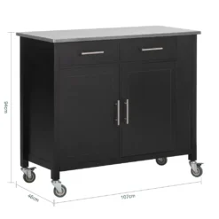 SoBuy FKW108-SCH Design Küchenwagen Mit Edelstahlplatte Kücheninsel Küchenschrank Rollwagen Sideboard Servierwagen Schwarz BHT Ca.: 107x94x46cm -Küchenzauber Günstiges Geschäft c2626c116329ee024f5f2de98f09b68a