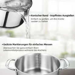 Topf-Set Topfset Induktion 10-teilig Edelstahl Kochtopf Set Mit Glasdeckel Edelstahl 18/10, Unbeschichtet Für Gas, Elektro, Halogen, Induktionsherde 9 Topf-Set Topfset Induktion 10-teilig Edelstahl Kochtopf Set Mit Glasdeckel Edelstahl 18/10, Unbeschichtet Für Gas, Elektro, Halogen, Induktionsherde -Küchenzauber Günstiges Geschäft c3279c9067c8af357baed8356002fdbf