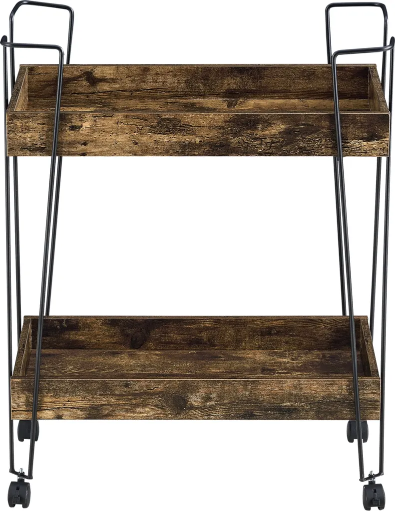 Servierwagen Vaxholm 78x62x32cm Barwagen Beistellwagen Rollwagen Bis 10 Kg Stahlgestell Dunkler Holzton 4 Servierwagen Vaxholm 78x62x32cm Barwagen Beistellwagen Rollwagen Bis 10 Kg Stahlgestell Dunkler Holzton – Bild 4