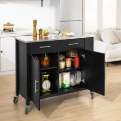 SoBuy FKW108-SCH Design Küchenwagen Mit Edelstahlplatte Kücheninsel Küchenschrank Rollwagen Sideboard Servierwagen Schwarz BHT Ca.: 107x94x46cm -Küchenzauber Günstiges Geschäft c45a3ab935c1df19c12bc322b6b504ff