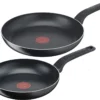 Tefal Easy Cook & Clean 2-teiliges Aluminium Bratpfannenset 24 + 28 Cm, Titanium Antihaftversiegelung, Thermo-Signal, Diffusion Pfannenboden Für Fast Alle Herdarten Außer Induktion