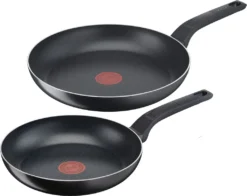 Tefal Easy Cook & Clean 2-teiliges Aluminium Bratpfannenset 24 + 28 Cm, Titanium Antihaftversiegelung, Thermo-Signal, Diffusion Pfannenboden Für Fast Alle Herdarten Außer Induktion