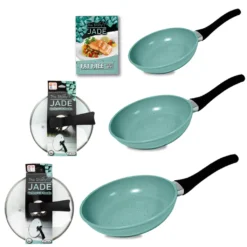 Starlyf® Pfannen-Set »Jade Pan Set« , Aluminium ( Starter-Set 5 -tlg. 3 Pfannen, 2 Glasdeckel ) , Innovativer Deckelgriff Zum Abstellen, Jade-Antihaft-Beschichtung - Aus Der TV Werbung -Küchenzauber Günstiges Geschäft c48b32812f7bcfe6b8b0f14cf1224db1